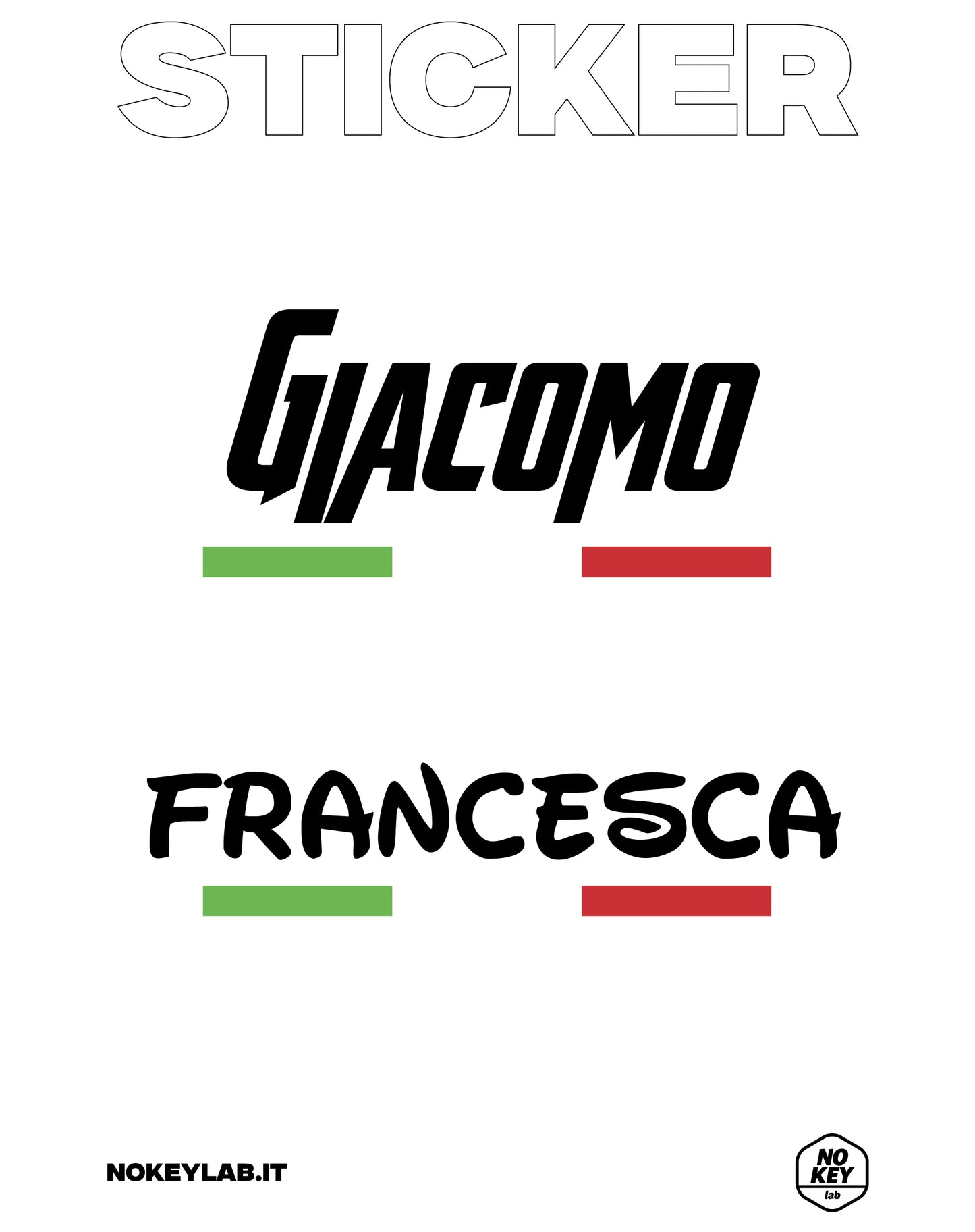 Name sticker with flag