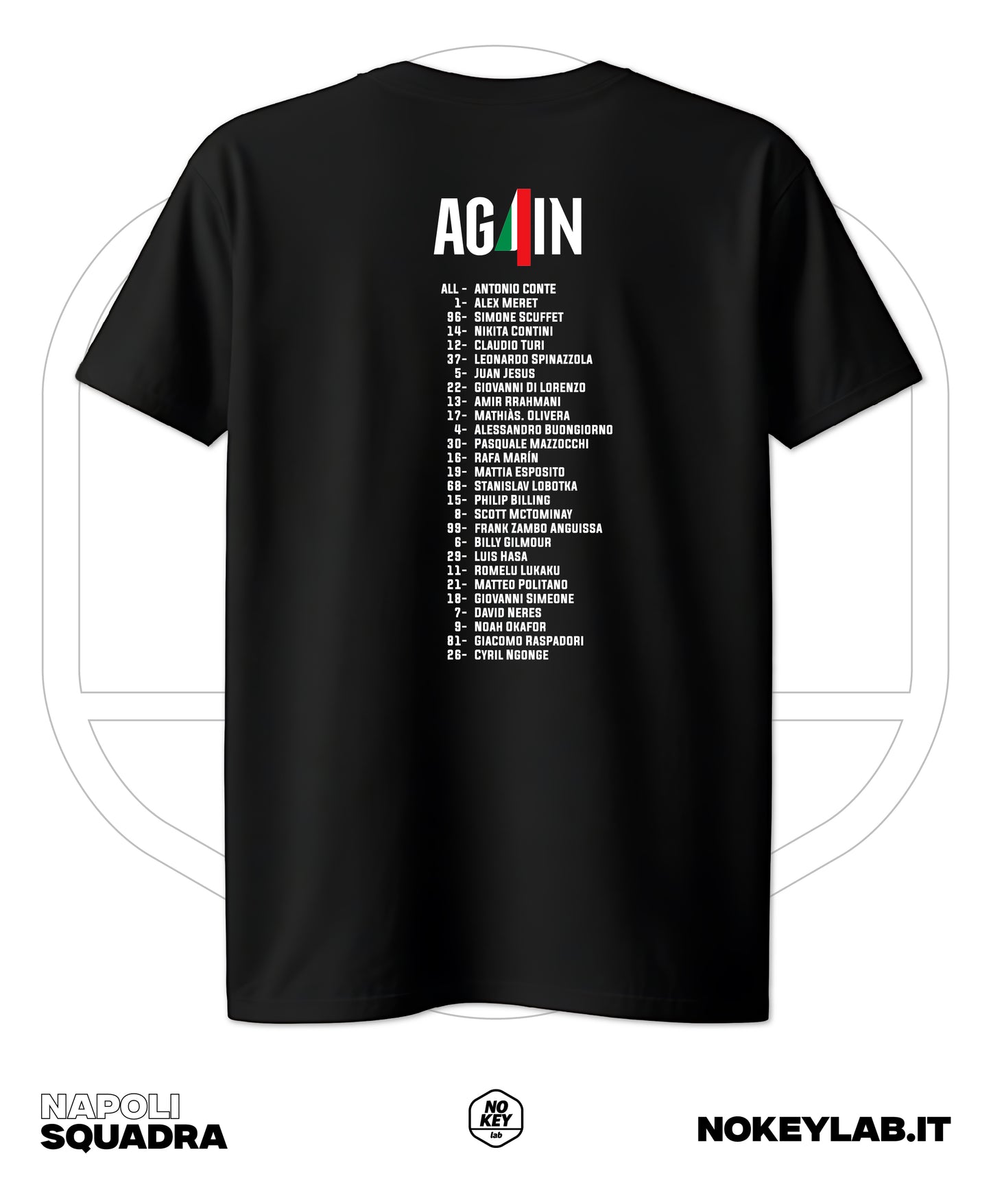 Maglia Napoli Again Squadra 4° Scudetto 2025 – T-Shirt Celebrativa Campioni d’Italia