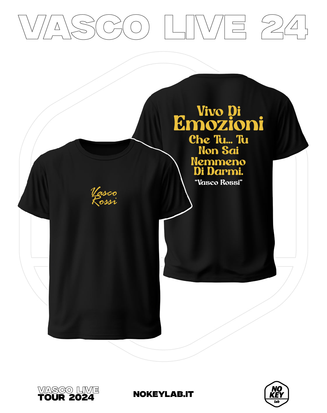 T SHIRT VIVO DI EMOZIONI TOUR 2024 VASCO Nokeylab