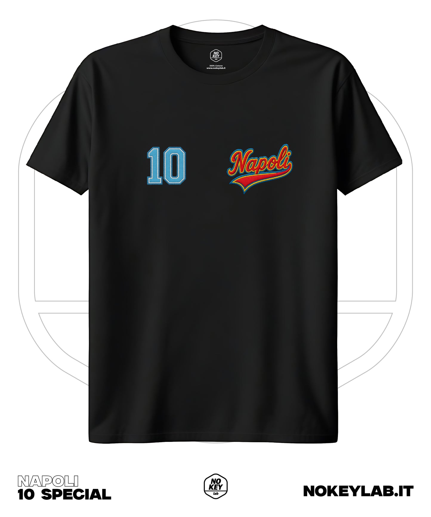 Maglia Napoli Ricamata Stile College con Numero 10 – Edizione Unica