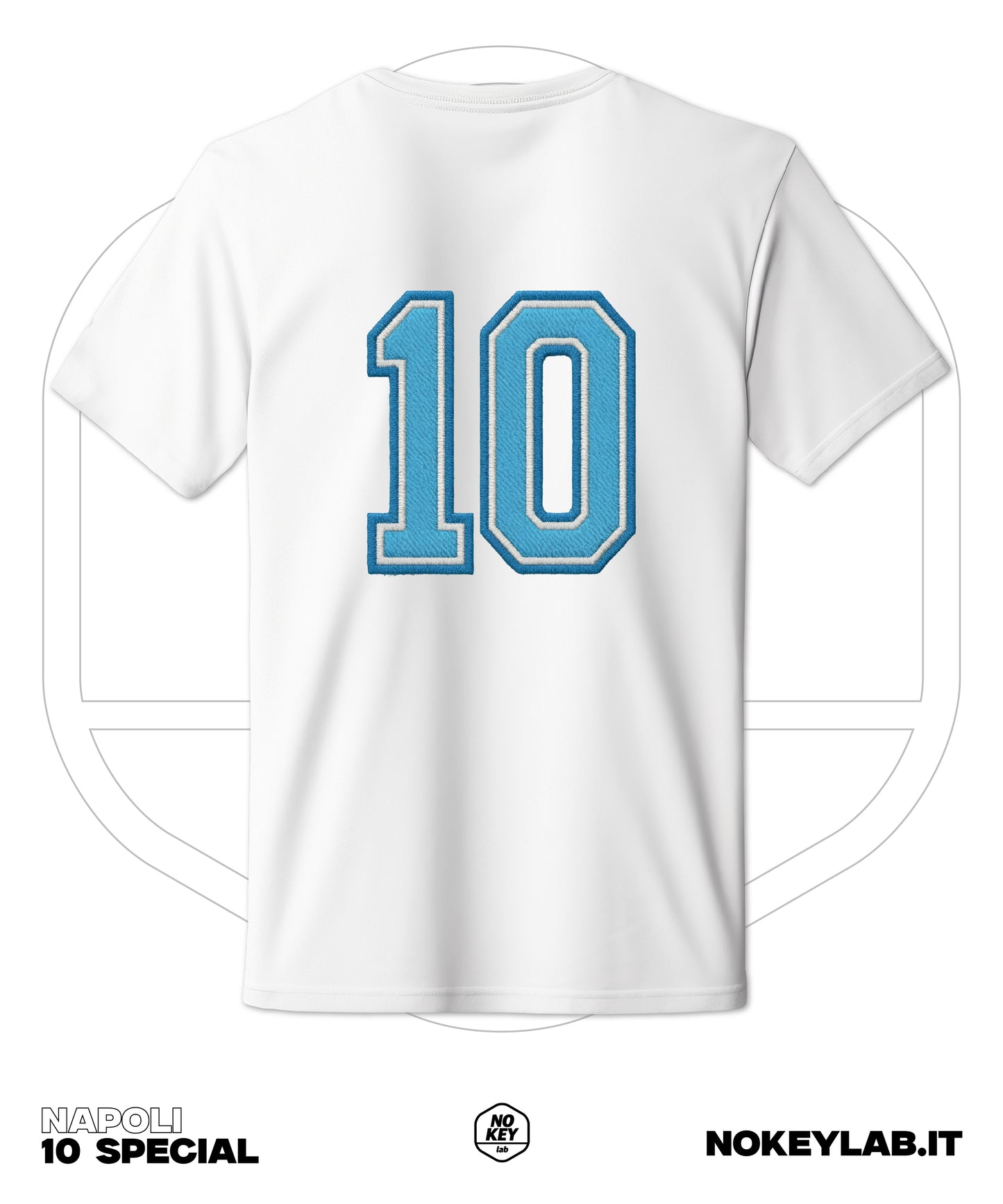 Maglia Napoli Ricamata Stile College con Numero 10 – Edizione Unica